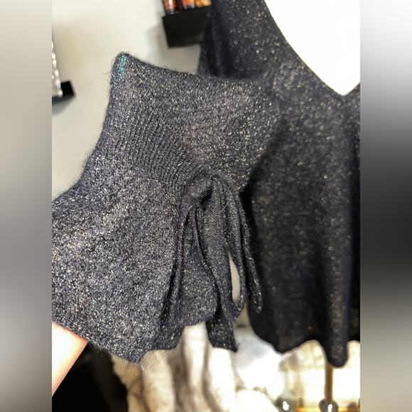 LEWIT Angora Mohair Lightweight Sweater NWT Metallic Gold Threads Sz XL - Picture 8 of 12